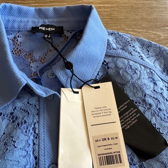 ME+EM, blue lace top, Size US 4 - Picture 2 of 2